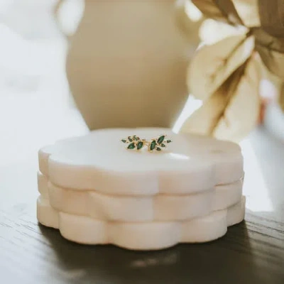 Ivy & Pearl Co. Haifa Emerald Olive Studs In Multi