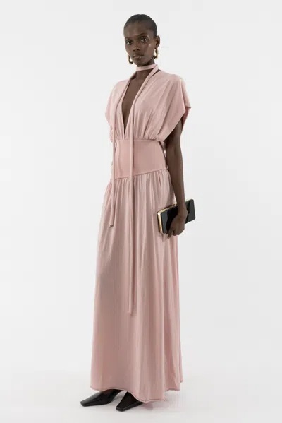 Arakii Maxi Knitted Dress In Pink
