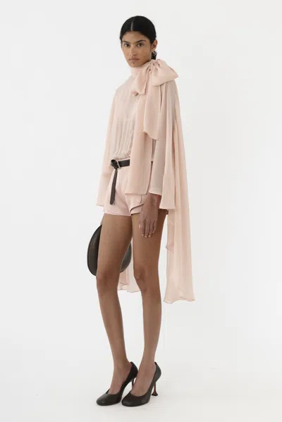 Arakii Sheer Cape Playsuit In Pink