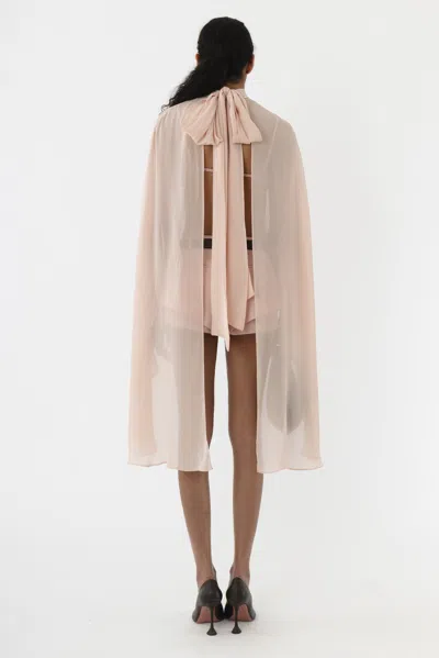 Arakii Sheer Cape Playsuit In Pink