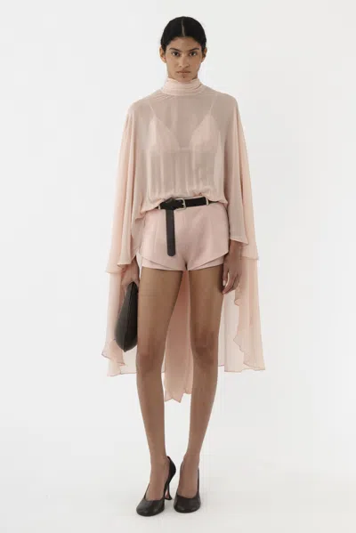 Arakii Sheer Cape Playsuit In Pink