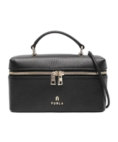 Furla Camelia Leather Mini Bag In Black