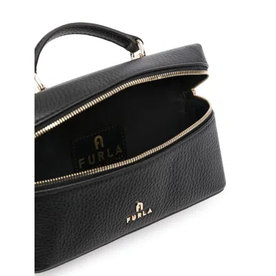 Furla Camelia Leather Mini Bag In Black