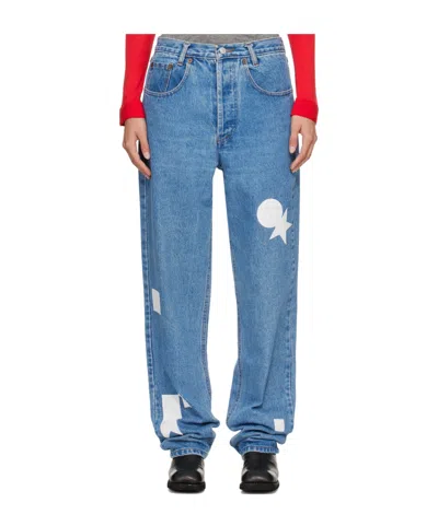 Stefan Cooke Belt Loop Jeans In Blue