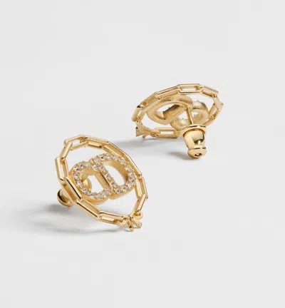 Dior Cd Circle Chain Stud Earrings In Gold