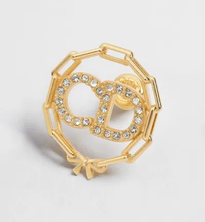 Dior Cd Circle Chain Stud Earrings In Gold