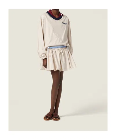 Miu Miu Technical Pongé Sweatshirt In White