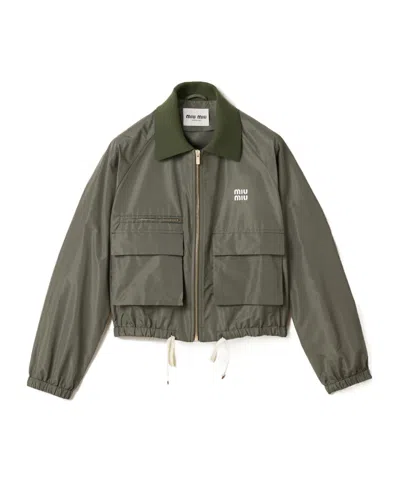 Miu Miu Technical Fabric Tailored Blouson Jacket In Multi