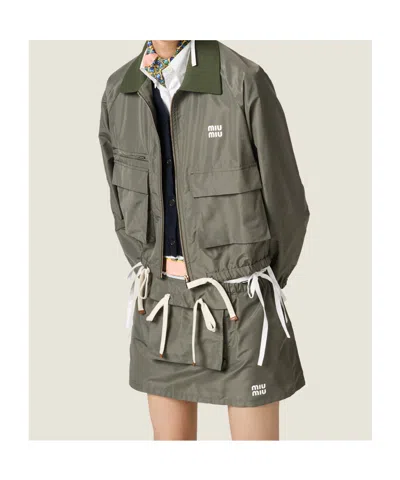 Miu Miu Technical Fabric Tailored Blouson Jacket In Multi