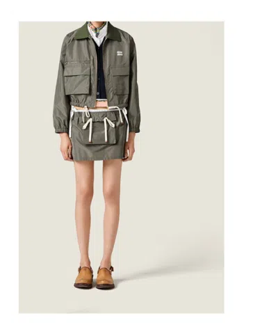 Miu Miu Technical Fabric Tailored Blouson Jacket In Multi