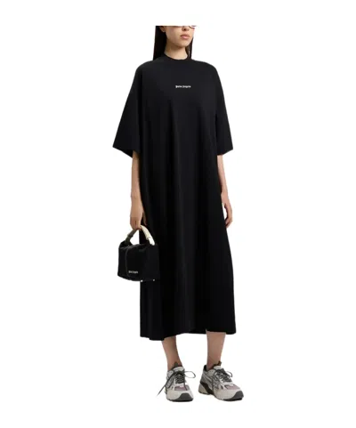 Palm Angels Milan La T-shirt Midi Dress In Black
