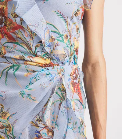 Etro Ruffled Tiered Paisley And Floral-print Satin Maxi Dress In Blue