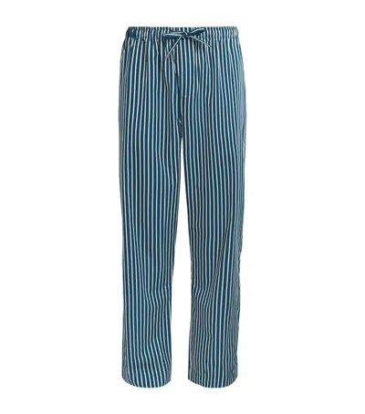 Derek Rose Mens Wellington Straight-leg Relaxed-fit Cotton Pyjama Trousers Blue