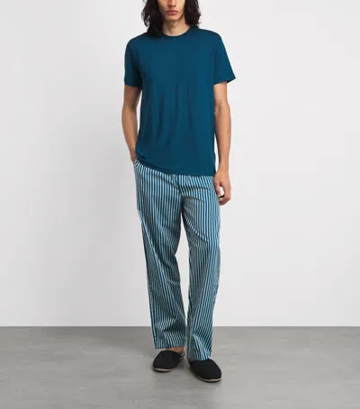 Derek Rose Mens Wellington Straight-leg Relaxed-fit Cotton Pyjama Trousers Blue