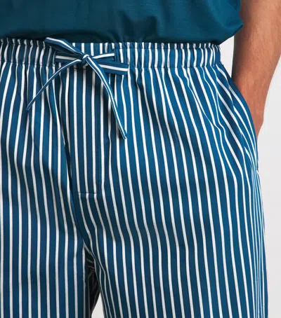 Derek Rose Mens Wellington Straight-leg Relaxed-fit Cotton Pyjama Trousers Blue