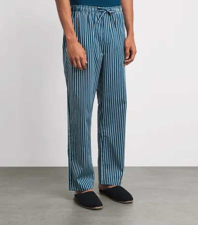 Derek Rose Mens Wellington Straight-leg Relaxed-fit Cotton Pyjama Trousers Blue