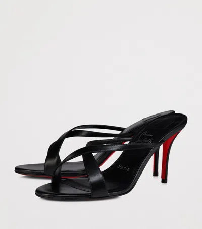 Christian Louboutin Mulazee Leather Mules Crossover Straps Stiletto Heel In Black