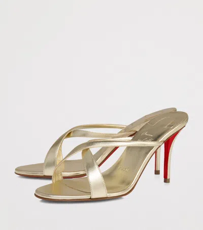Christian Louboutin 80mm Mulazee Metallic Leather Sandals In Gold