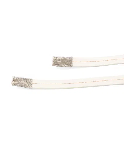 Panicale Bead-embellished Leather Belt In White