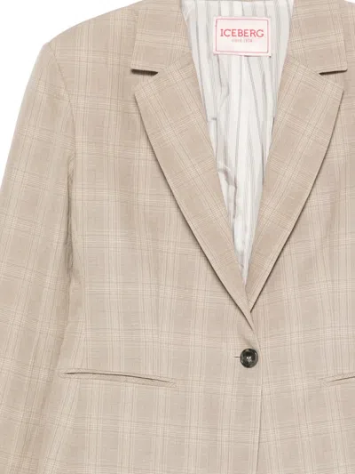 Iceberg Check-pattern Notch-lapel Jacket In Neutral