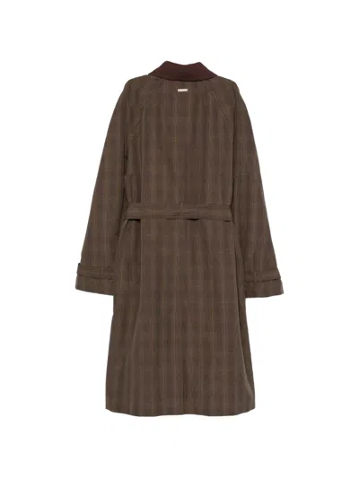 Iceberg Check-pattern Belted Coat In Brown
