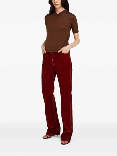 Ferragamo Silk T-shirt In Brown