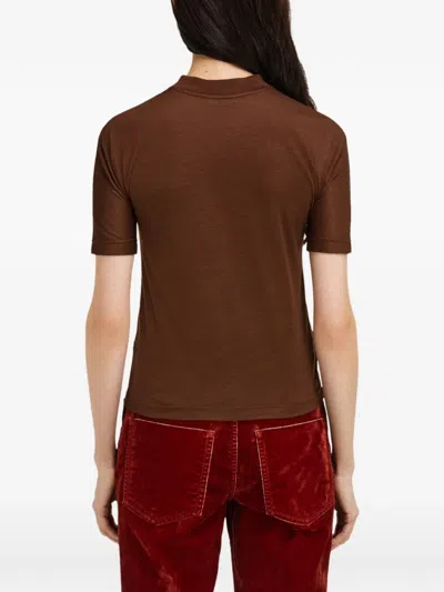 Ferragamo Silk T-shirt In Brown