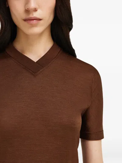 Ferragamo Silk T-shirt In Brown