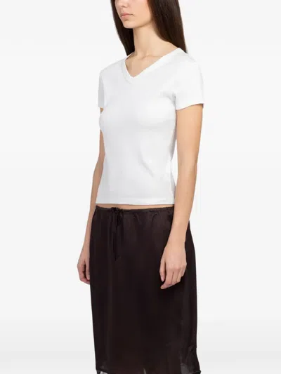 St Agni Organic Cotton V Neck Tee In White