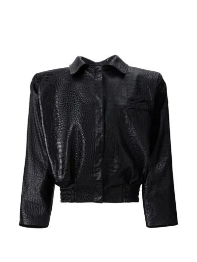 Almaz District Crocodile-effect Oversized Jacket In Multi