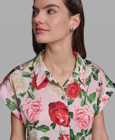 Karl Lagerfeld Womens Printed Collared Top Printed Pull On Pants In Multi