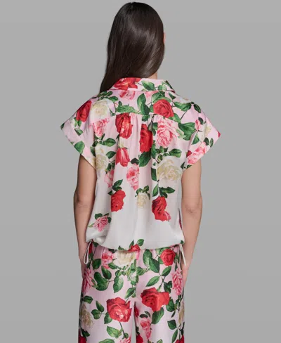 Karl Lagerfeld Womens Printed Collared Top Printed Pull On Pants In Multi
