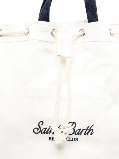 Mc2 Saint Barth Logo-embroidered Backpack In White
