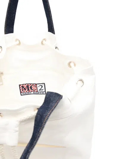 Mc2 Saint Barth Logo-embroidered Backpack In White