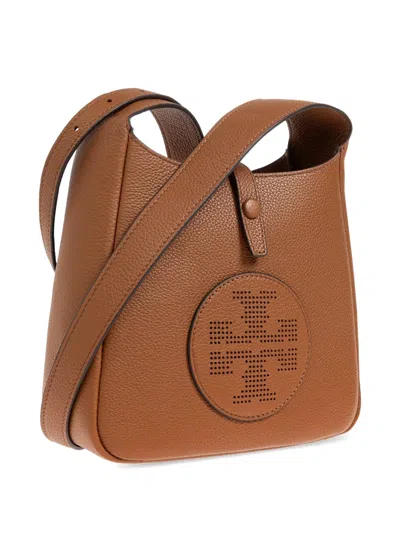 Tory Burch Perforated-logo Leather Cross Body Bag In Brown