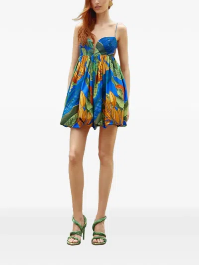 Farm Rio Banana Grapes Blue Sleeveless Mini Dress Banana Grapes Blue