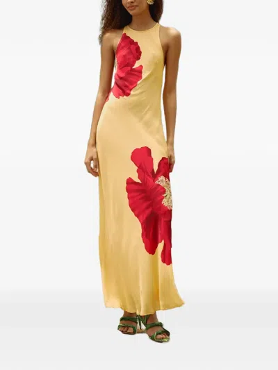 Farm Rio Poppy Flowers Maxi Dress Poppy Flowers Light Yellow In Neutral