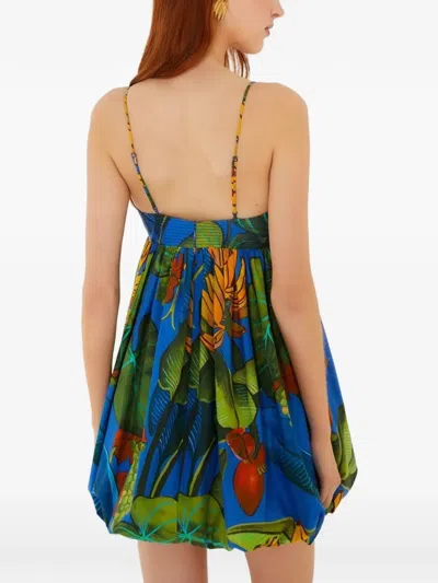 Farm Rio Banana Grapes Blue Sleeveless Mini Dress Banana Grapes Blue