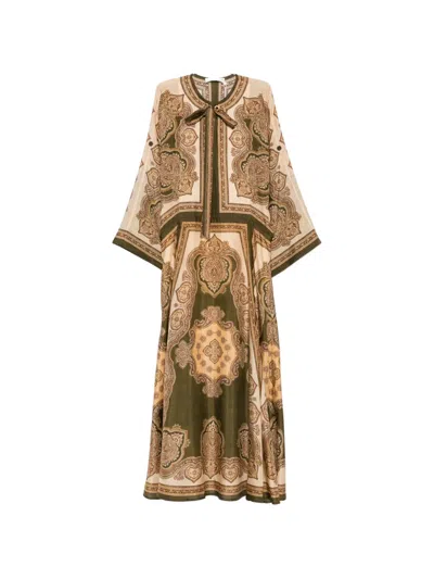 Zimmermann Mahon Paisley Print Habutai Silk Maxi Dress In Green