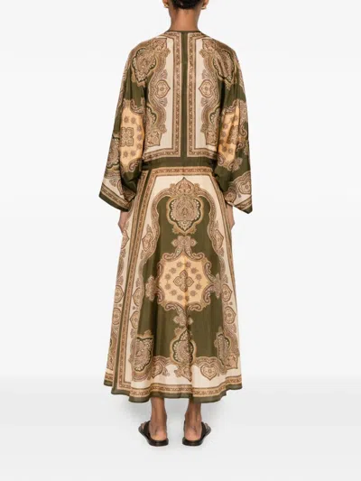 Zimmermann Mahon Paisley Print Habutai Silk Maxi Dress In Green