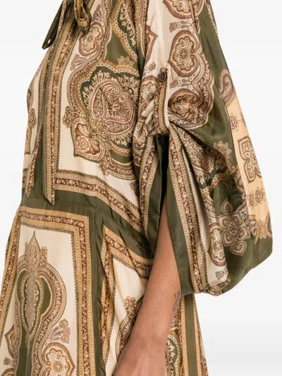 Zimmermann Mahon Paisley Print Habutai Silk Maxi Dress In Green
