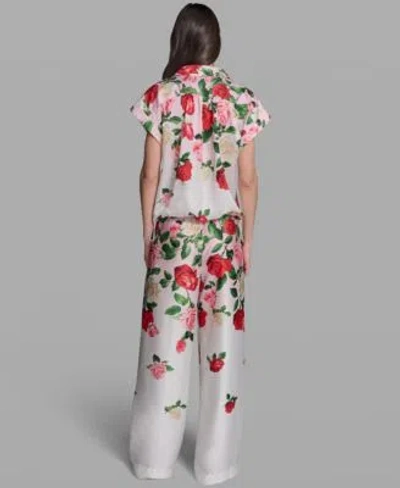 Karl Lagerfeld Womens Printed Collared Top Printed Pull On Pants In Multi