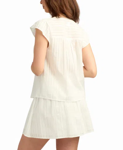 Bcx Women's Solid Dobby Stripe V-neck Top In White