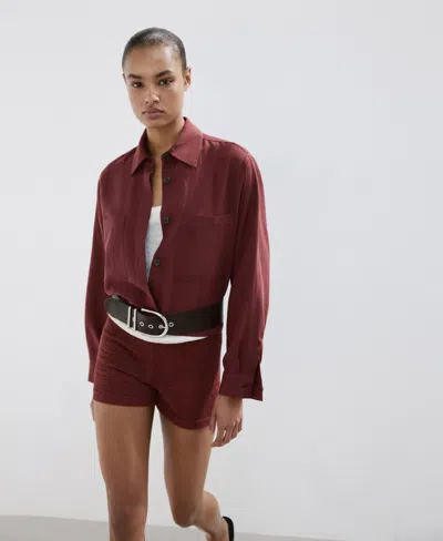 Mango Pocket Lyocell Overshirt In Brown
