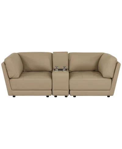 Macy's Versa 3-piece Leather Console Sofa In Brown