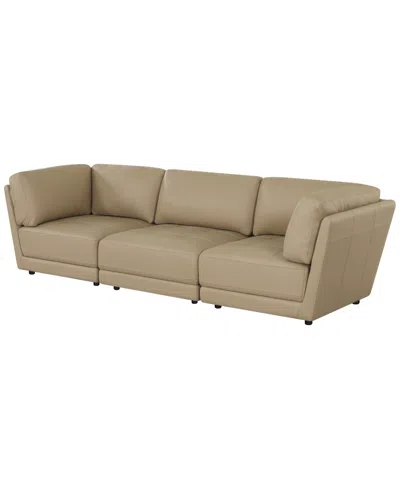 Macy's Versa 3-pc. Leather Sofa In Brown