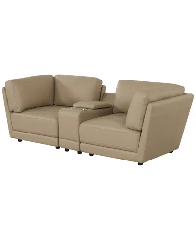Macy's Versa 3-piece Leather Console Sofa In Brown