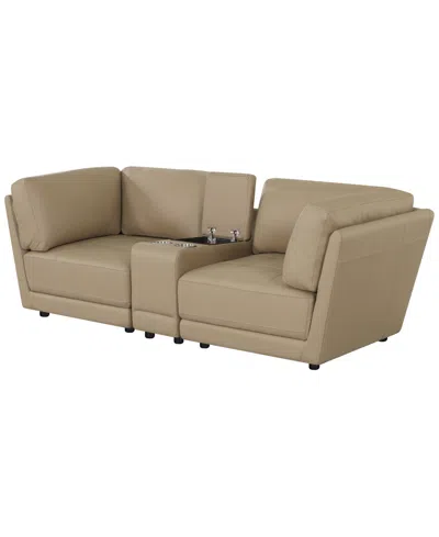 Macy's Versa 3-piece Leather Console Sofa In Brown