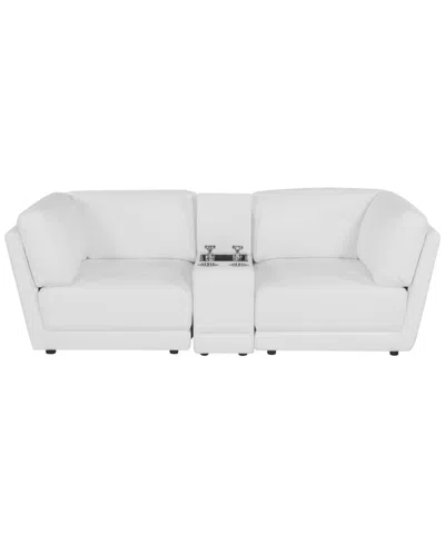 Macy's Versa 3-piece Leather Console Sofa In White