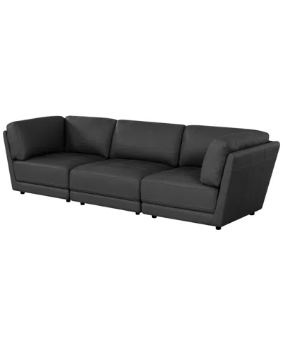 Macy's Versa 3-pc. Leather Sofa In Black